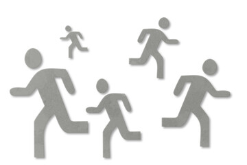 Fototapeta premium Running stick figures symbolizing movement and competition