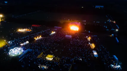 Fotobehang Natuur Park concert light show, Stage lights, Festival field.  © Angelov