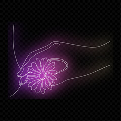 Hand Holding Flower Outline