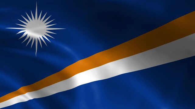 Marshall Islands flag waving in the wind national symbol with a star and stripes representing patriotism and travel for a presentation or website