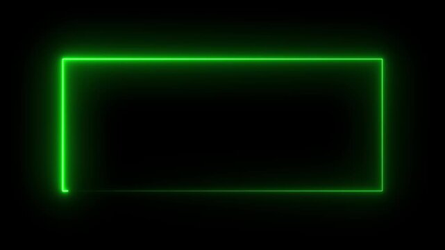 Abstract neon square frame Glowing orange neon rectangle border frame animated on black background. Neon rectangular frame loop able