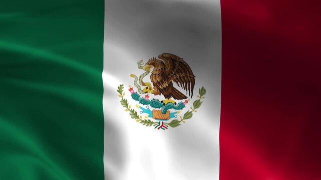 Waving Mexican flag with national emblem a symbol of patriotism and culture fluttering in the wind for national holidays and events