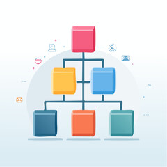 Minimal Business Hierarchy Diagram Vector with Abstract Block Levels