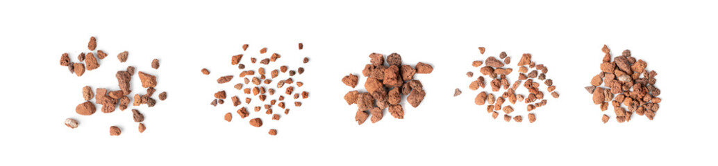 Obraz premium Volcano Stone Isolated, Red Volcanic Pumice, a Cold Piece of Lava, Basalt Extrusive Igneous Rock