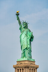 Fototapeta premium Iconic Statue of Liberty photographed from ferry boat in New York City harbor