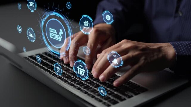 Flash sale icons show ecommerce, flash sale discount, and digital promotion. Flash sale drives customer shopping, flash sale marketing, and conversion growth. Funnel