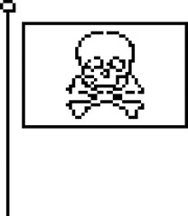 Obraz premium Scull 8-bit pixel icon. Vector illustration.