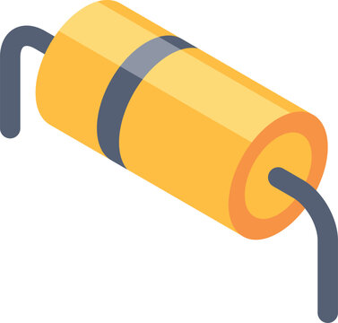Electronic capacitor icon. Micro transistor isometric element