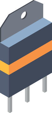 Triode isometric icon. Microcircuit detail cartoon element