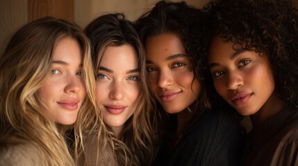 Fototapeta premium Intimate close-up portraits of women showcasing a spectrum of complexions