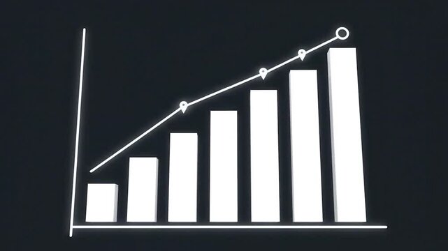 Animated bar graph showing financial growth and positive business progress