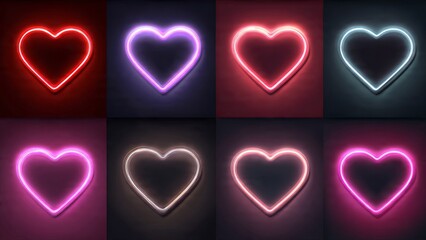 Geometric neon heart collection for Valentine's product display