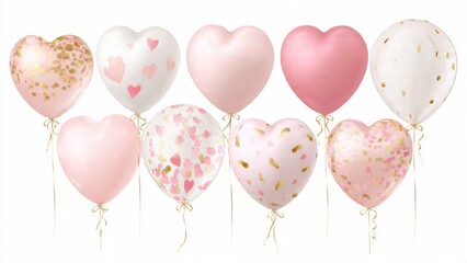 Romantic flat lay with envelope and hearts for Valentine's Day