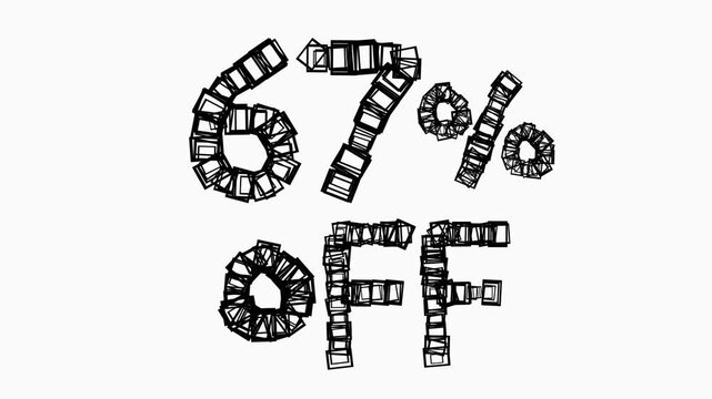 Black 67 Percent Off Animation On White Background For Sale And Business Concept
