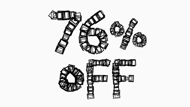 Black 76 Percent Off Animation On White Background For Sale And Business Concept
