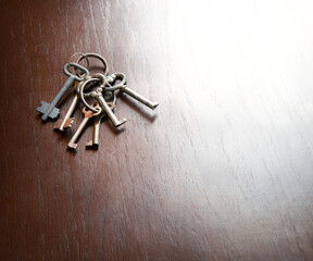 Keys on the wooden table