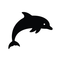 Obraz premium Solid Black Dolphin Silhouette Icon in Minimal Flat Style