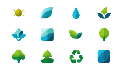 Obraz premium Eco-friendly icons: nature and sustainability set
