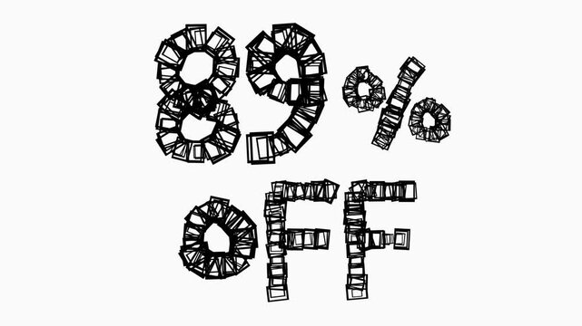 Black 89 Percent Off Animation On White Background For Sale And Business Concept

