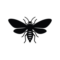 Obraz premium Solid Black Firefly Silhouette Icon in Minimal Flat Style