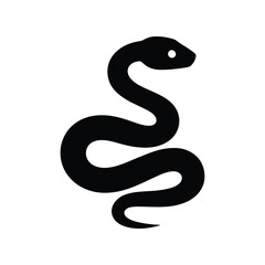 Solid Black Snake Silhouette Icon in Minimal Flat Style
