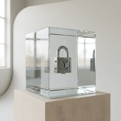 Glowing Digital Padlock on Network Background