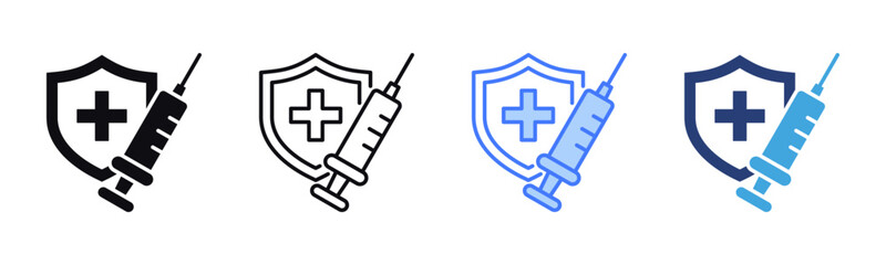 Vaccine Shield icon sheet multiple style collection