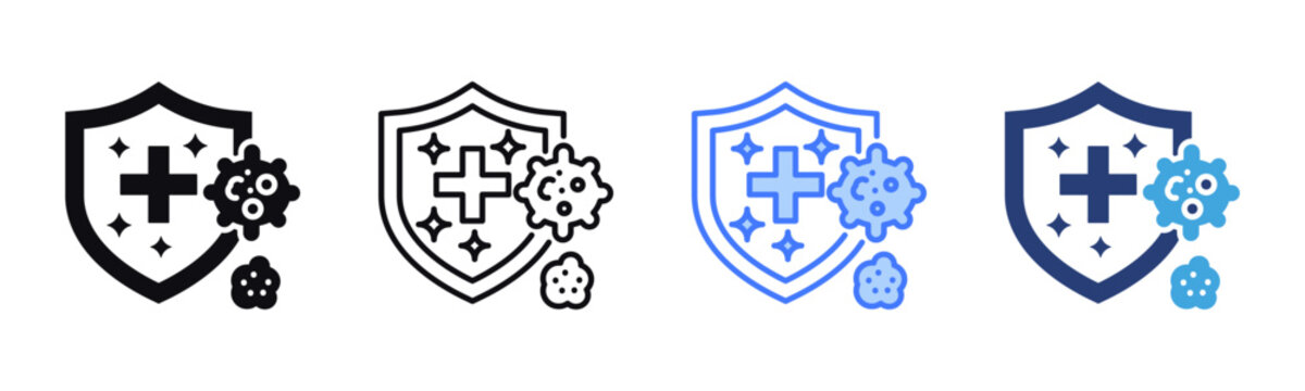Antibacterial Shield icon sheet multiple style collection