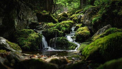 Fototapeta premium Mossy Stream in Forest