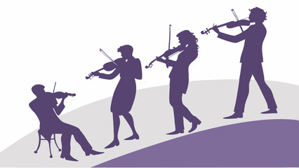 Violin Musicians Progression Silhouette Rising Stage Performance Growth Journey for Music Education Website Banner Graphic Design