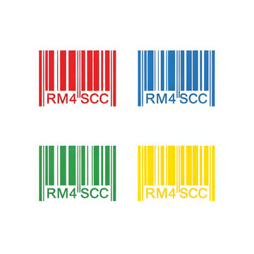 Colorful RM4 SCC barcode labels vector set isolated on white background