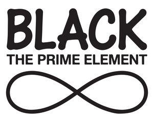 Black Infinity Symbol with Text on White Background