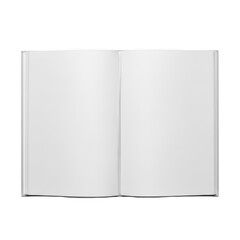 Open blank book with two closed pages ready for writing or reading isolated on transparent background