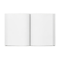 Open blank journal with two pages ready for writing or drawing isolated on transparent background