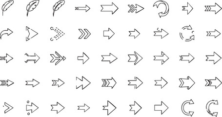 Fototapeta premium Black and white arrow symbols on white background arrows direction symbols signs