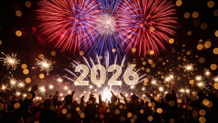 New Year 2026 Celebration Fireworks Display.