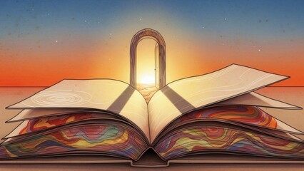 Open Book with Light Emanating from Pages.