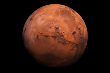 Fototapeta premium Planet Mars on a dark background. Elements of this image furnished by NASA