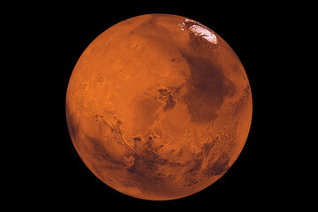 Fototapeta premium Planet Mars on a dark background. Elements of this image furnished by NASA