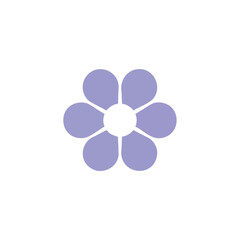 Purple flower icon with rounded petals on white background  
