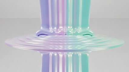 Pastel Colored Glass Objects on Reflective Surface.