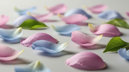 Pastel Rose Petals on White Background.