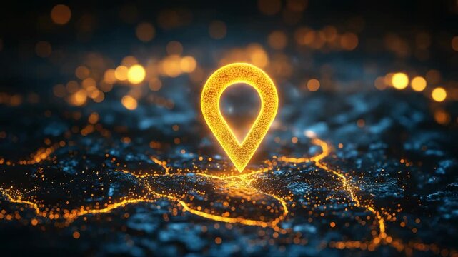 Exploring digital maps and location markers on a vibrant city landscape at night