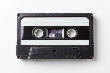 Obraz premium Minimal product shot of a classic cassette on a white backdrop