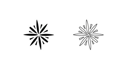 Fototapeta premium Black vector starburst icon set, solid and outline, isolated on white
