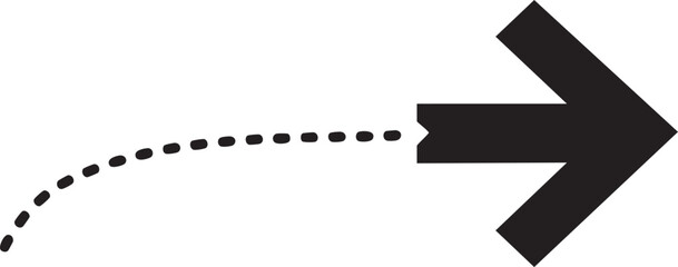 Black arrow with dotted line right direction indicator right arrow navigation symbol