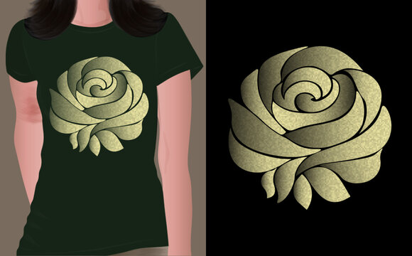 rose flower t shirt print design. print on demand vector illustration rose day concept lovely effect yellow golden color rose t shirt print design.