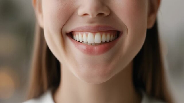 Close-up of a young woman's smiling face with dimples