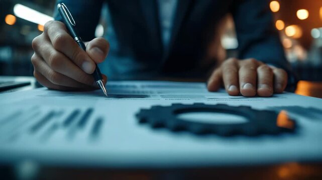 Signing important documents in an office space during business hours