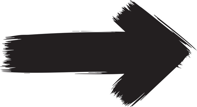 Black grunge arrow pointing right with brush stroke